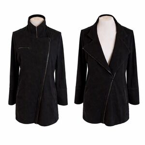 Eileen Fisher Asymmetric Zip Organic Cotton Lycra Jacket XL Urban Chic Layering